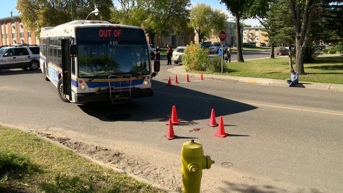 A collision involving a city bus and a pedestrian has sent one person to hospital with serious injuries.