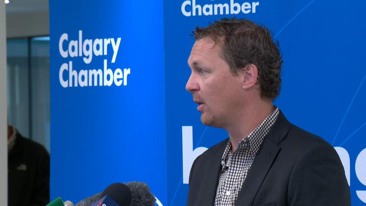 Municipal Affairs Minister Doug Griffiths addressed a crowd at the Calgary Chamber of Commerce.