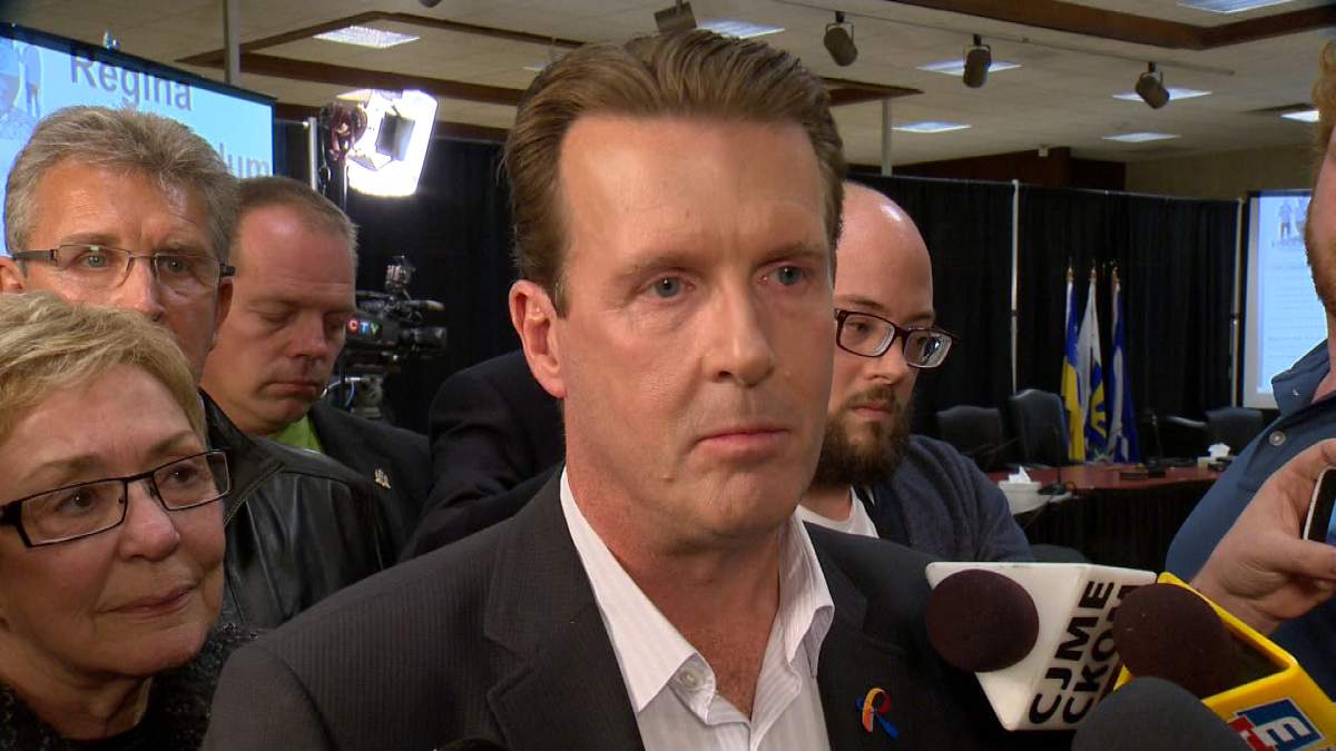 Mayor Michael Fougere speaks to media on September 25, 2013, after the ‘No’ side won the wastewater treatment plant referendum. 