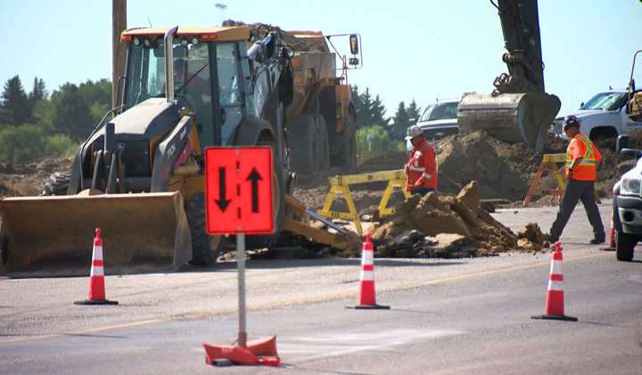 Gas line puncture during construction closes 11th Street West by Circle Drive West.
