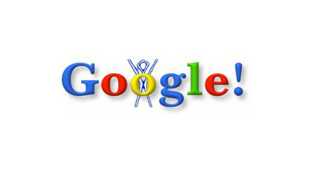 The first of the Google Doodles, the Burning Man Festival symbol.