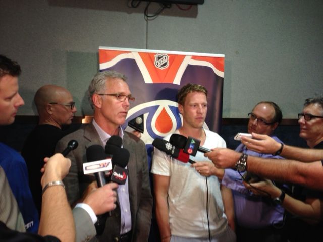 On Wednesday, Oilers G.M. Craig MacTavish said he was no long looking to trade Ales Hemsky, Wednesday, September 4, 2013.