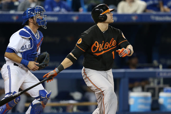  Chris Davis #19 of the Baltimore Orioles hits his fiftieth home run of the season in the eighth inning connecting on a solo home run during MLB game action against the Toronto Blue Jays on September 13, 2013 at Rogers Centre in Toronto, Ontario, Canada. (Tom Szczerbowski/Getty Images).
