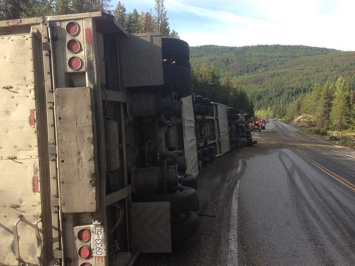 The scene of the semi truck crash.
