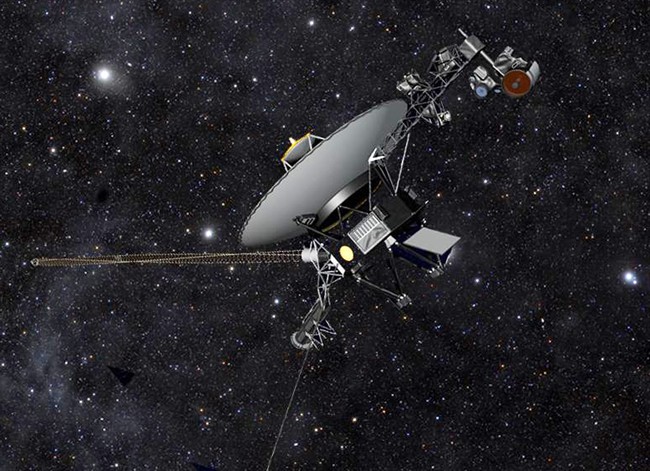 This artist's rendering released by NASA of  Voyager 1 as it travels through space. 