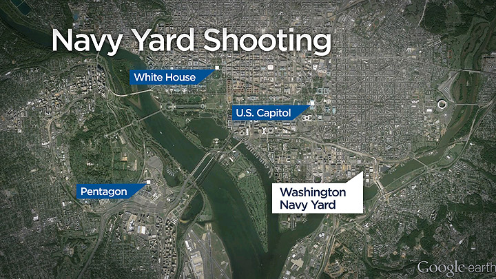 Police say at least 12 people have died in the shootings at the Washington Navy Yard. (Credit: Global News)
