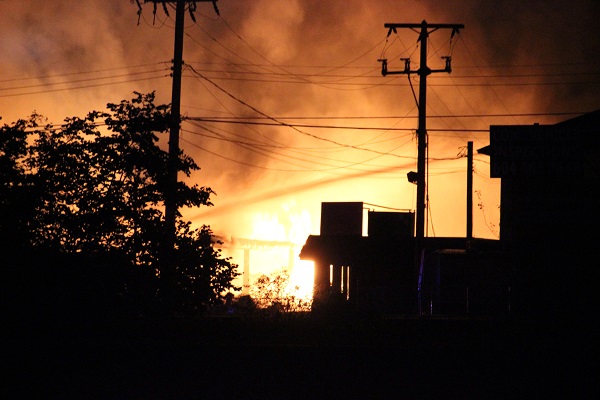 Mill burns in Maple Ridge. Credit:  
Shane MacKichan
.