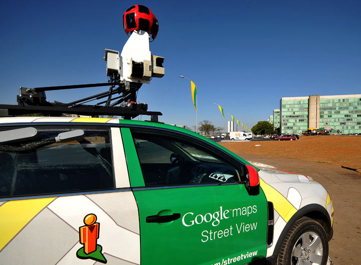 The Google street view mapping and camera charts the streets of Brasília, Brazil’s capital, on September 6, 2011. AFP PHOTO/Pedro LADEIRA