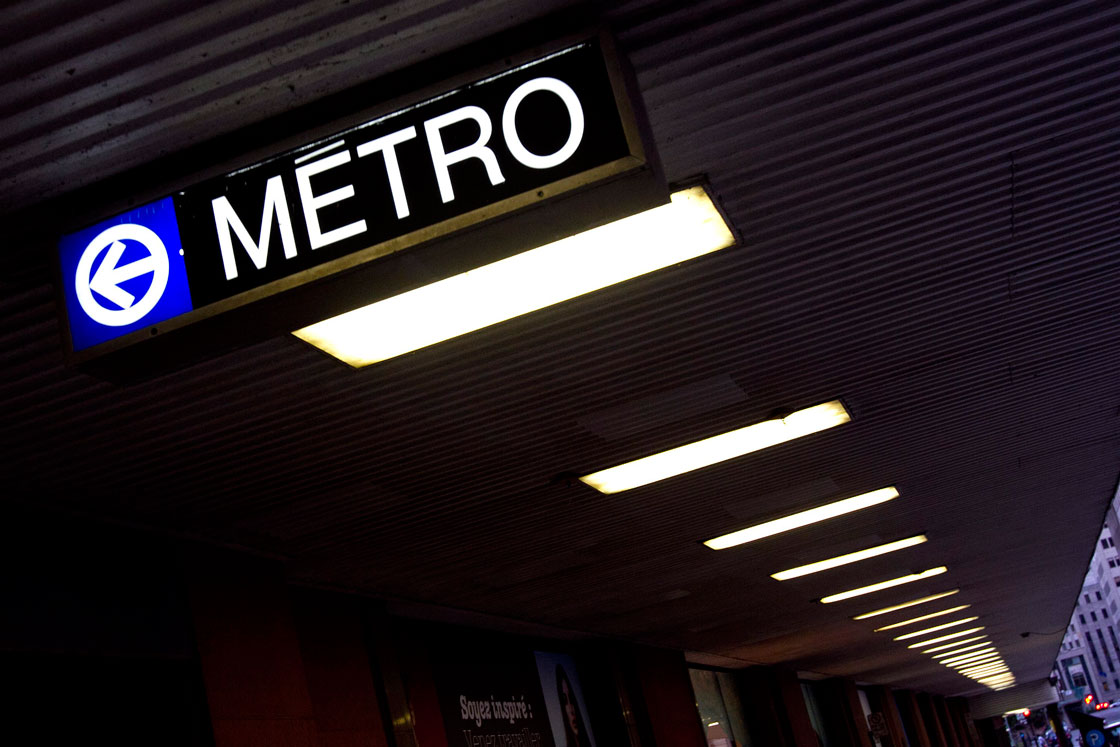 Montreal metro station sign.