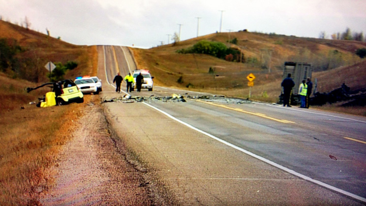 Head-on collision between two vehicles closes section of Highway 12.