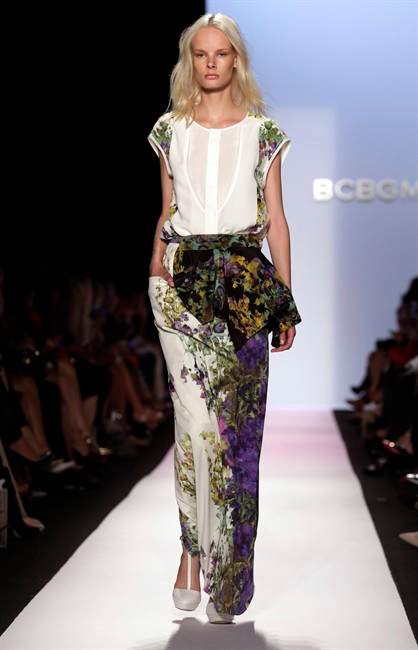 The BCBG MAX AZRIA Spring 2014 collection is modeled during Fashion Week in New York, Thursday, Sept. 5, 2013. (AP Photo/Richard Drew)