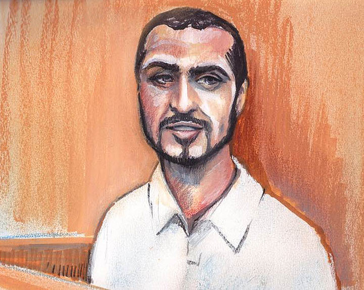 Court sketch of Omar Khadr