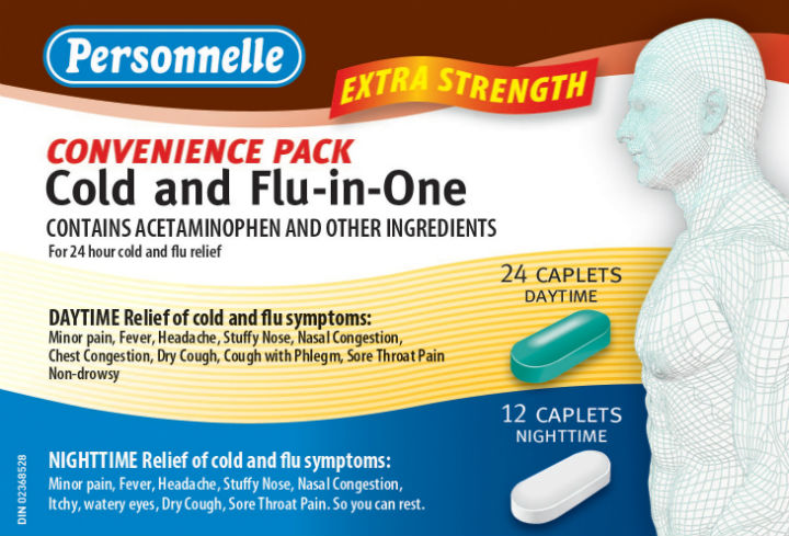 Personnelle Cold and Flu-in-One Extra Strength Convenience Pack was added to an ongoing Health Canada recall because of a labelling error.