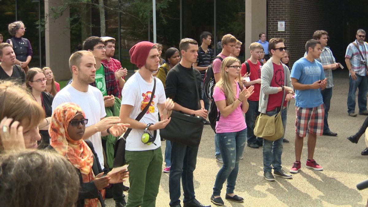 About 100 people gathered to chant down rape culture and to change societal attitudes about sexual violence.