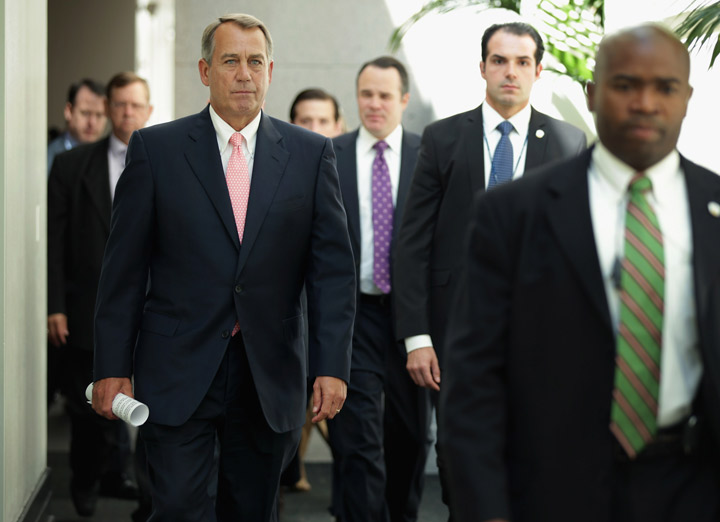  Speaker of the House John Boehner arrives for a Republican Conference meeting at the U.S. Capitol September 30, 2013 in Washington, DC.
