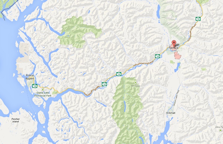 Location of Terrace, B.C. where a shooting occurred on Sept. 15, 2013.
