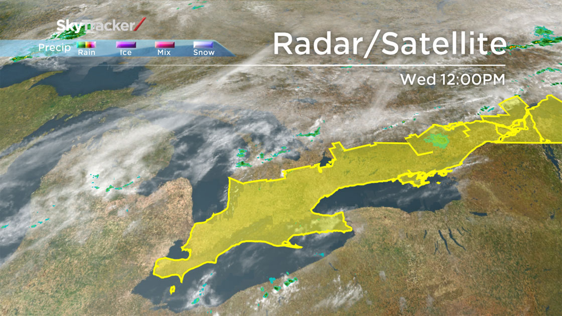 A severe thunderstorm watch is in effect across much of southern Ontario.