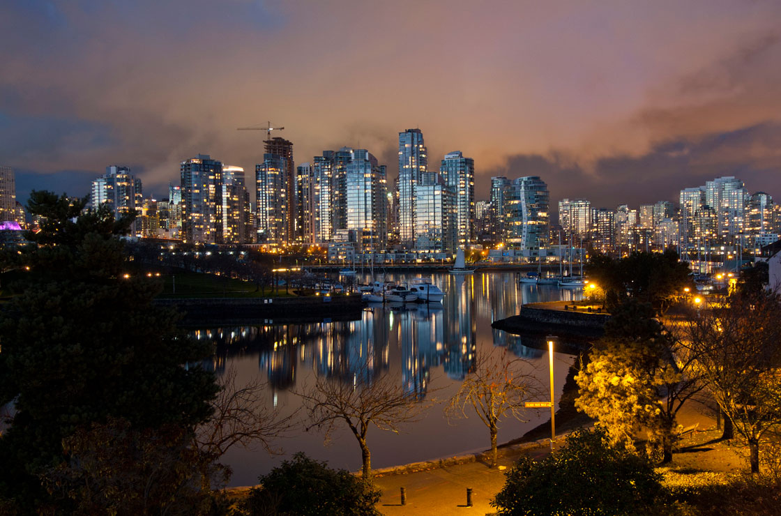 Vancouver at dusk. 