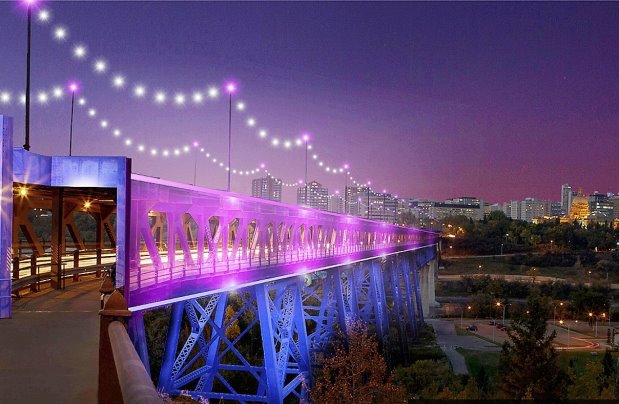 The Light the Bridge campaign hopes to deck out the High Level Bridge with LED lights .