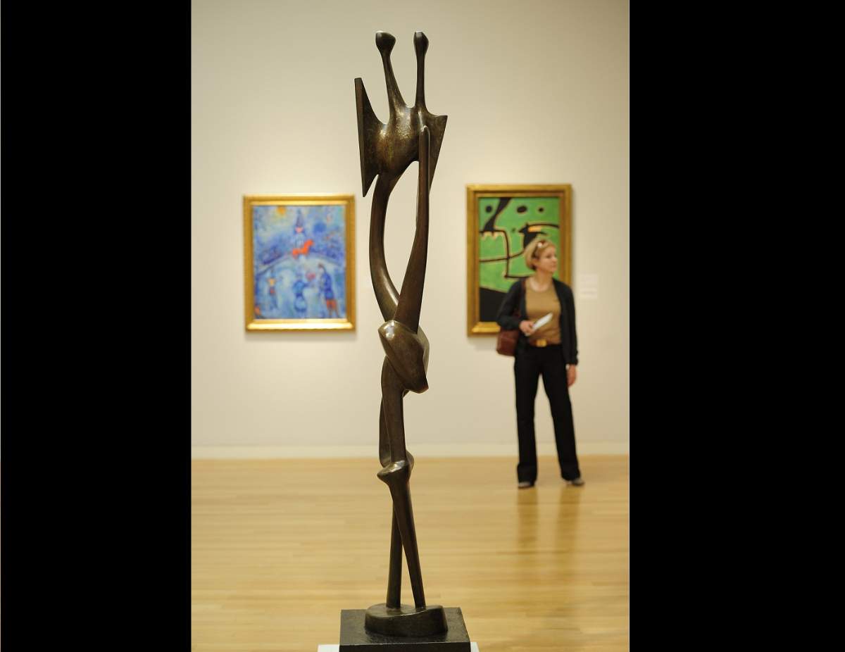 'Standing Figure' by Henry Moore is on display at Sotheby's in New York on November 2, 2011.