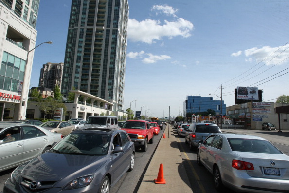 Traffic congestion on Yonge St south of Sheppard in Toronto.
