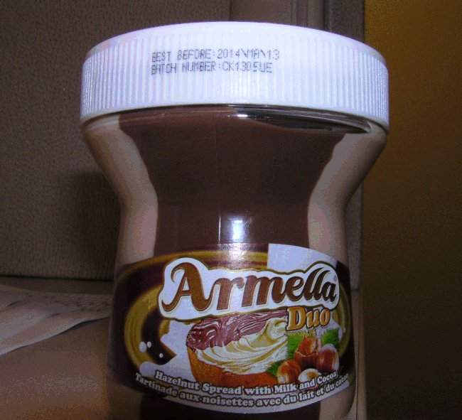 Armella Duo-brand hazelnut spread with milk and cocoa may contain almonds, but is not labeled that way. 