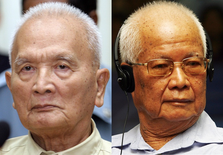 Former Khmer Rouge leaders Nuon Chea and  Khieu Samphan sit in a courtroom during public hearings at the Extraodinary Chambers in the Court of Cambodia (ECCC) in Phnom Penh (2008/2010). Up to two million people died of starvation and overwork, or were executed by the Khmer Rouge, which dismantled modern Cambodian society in its effort to forge a radical agrarian utopia.