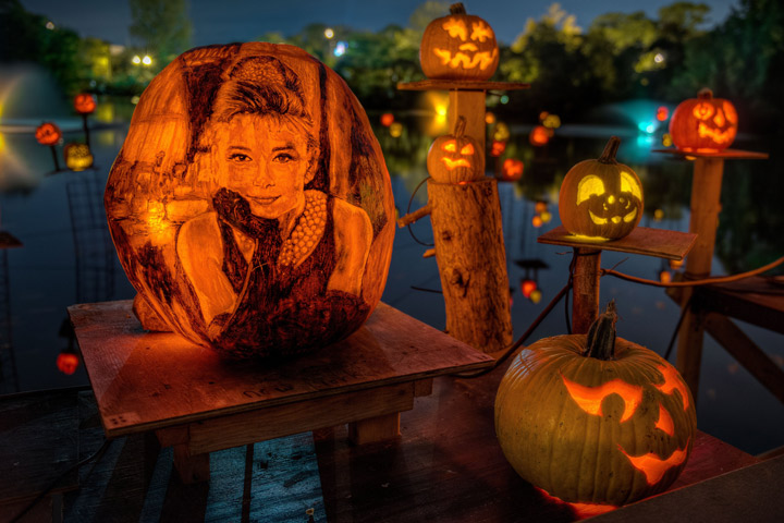 Audrey Hepburn in Breakfast at Tiffany's carved pumpkin .
