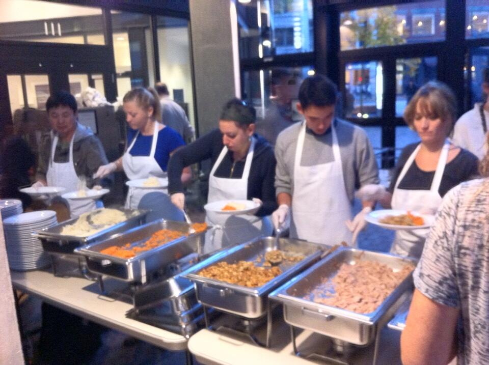 About 1,000 people were served at the fourth annual fall harvest community table at the Woodward's atrium.