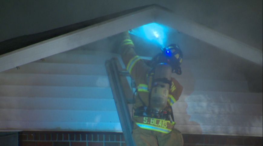 Firefighters battle house fire in south Edmonton, Sunday, October 27, 2013.