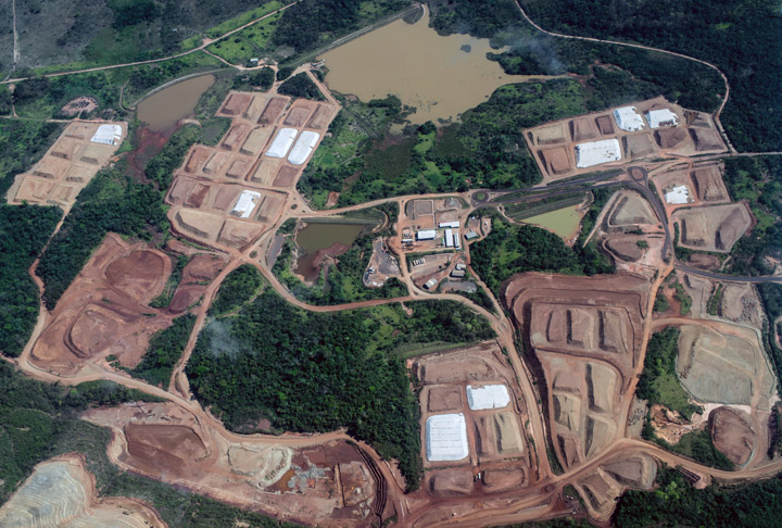 An aerial view of a mining site in Brazil in August 2013.