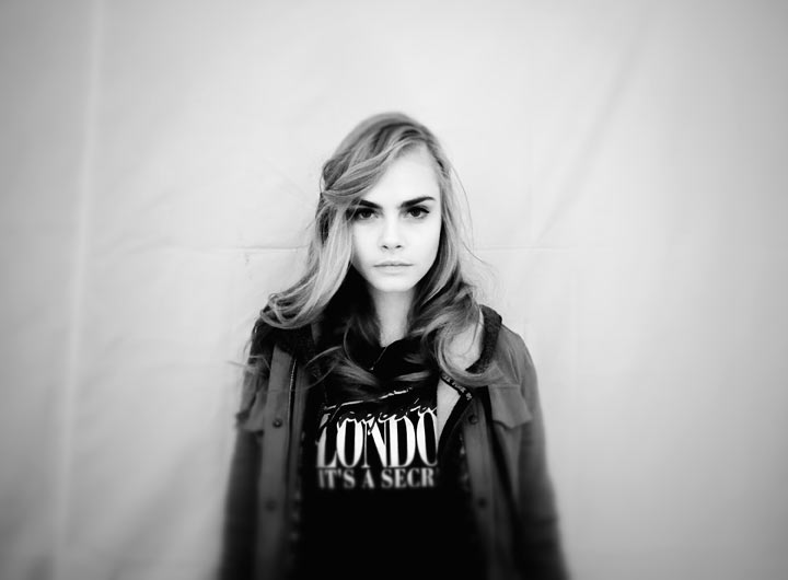 Model Cara Delevingne poses backstage before the H&M Fall/Winter 2013 Ready-to-Wear show as part of Paris Fashion Week on February 27, 2013 in Paris, France.