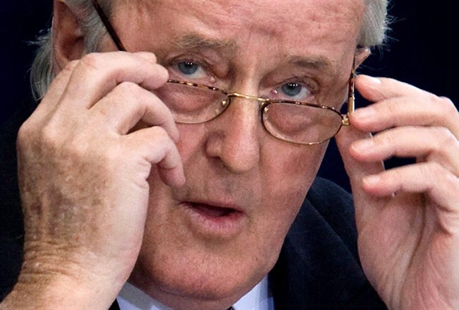 File photo - Former prime minister Brian Mulroney listens to a question from Lead Commission Counsel Richard Wolson at the Oliphant Commission in Ottawa, Tuesday May 19, 2009.