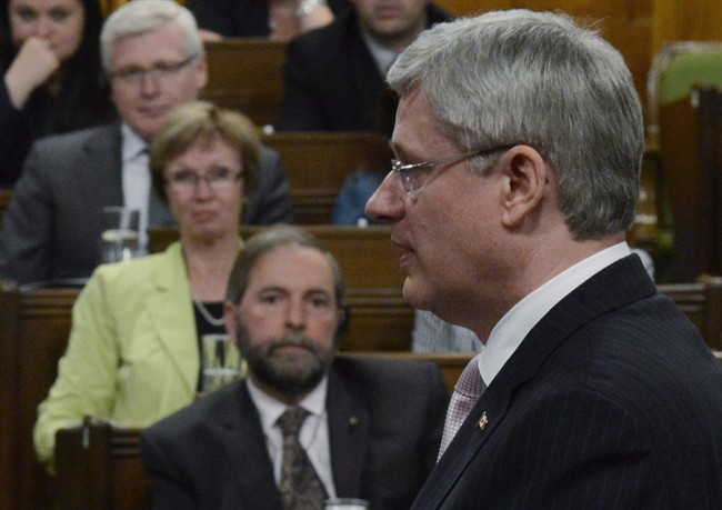 Prime Minister Stephen Harper answers a question during Question Period in the House of Commons on Parliament Hill in Ottawa, Tuesday May 28, 2013.