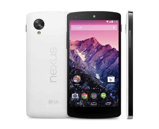 A handout image shows Google's new Nexus 5 smartphone, which is manufactured by LG.