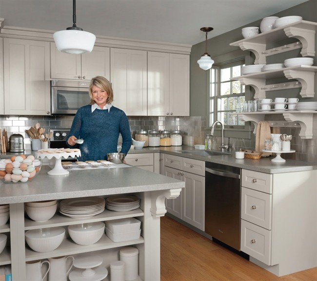 Martha Stewart is shown in her kitchen at her home in Maine in a handout photo.