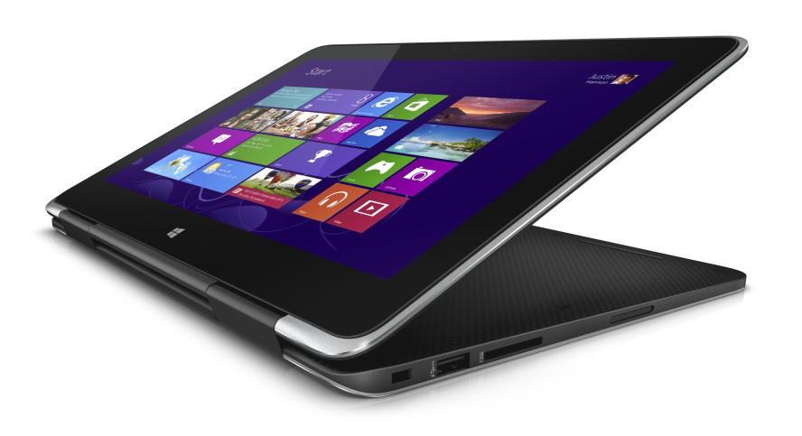 The new Dell XPS 11 notebook pivots its quad HD screen 360 degrees to become a tablet