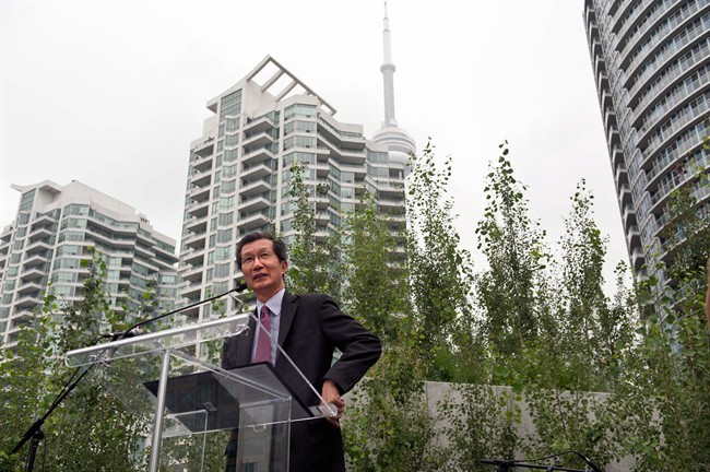 Ontario Pan Am/Parapan Am Games Minister Michael Chan speaks in Toronto on August 28, 2013.