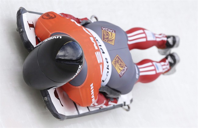 Canada's Mellisa Hollingsworth takes a run in the women's skeleton World Cup competition on Nov. 8, 2012, in Lake Placid, N.Y.