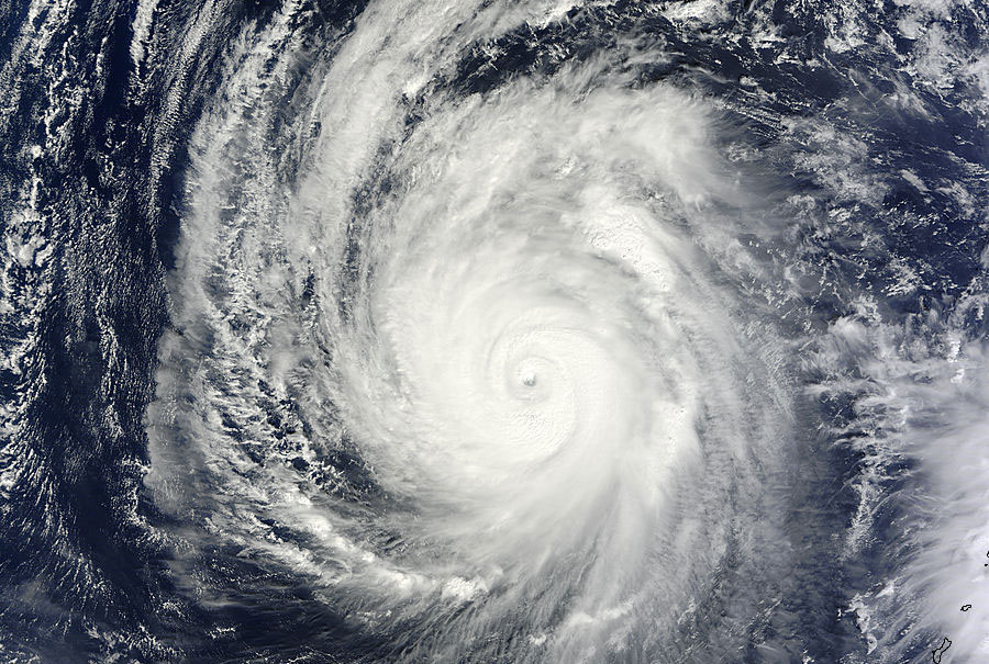 The MODIS instrument aboard NASA's Terra satellite captured this image of Super Typhoon Francisco in the Pacific Ocean that clearly showed its eye on Oct. 20 at 0130 UTC.