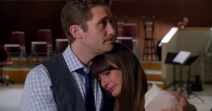 Matthew Morrison and Lea Michele in a scene from 'Glee.'.