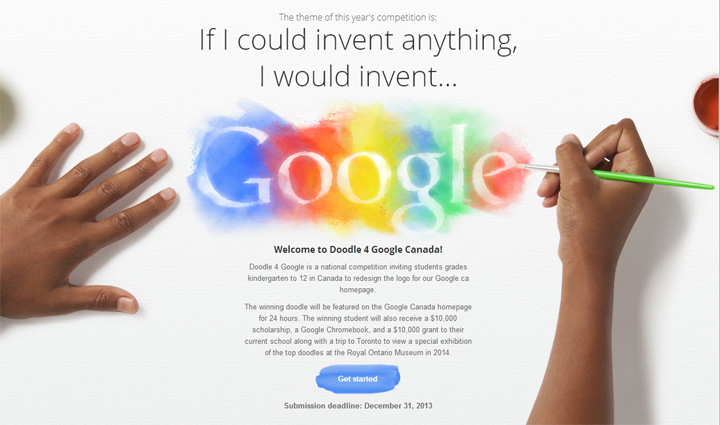 Students in kindergarten through Grade 12 can submit an image for
the Doodle 4 Google contest that fits the theme: "If I could invent
anything I would invent...".