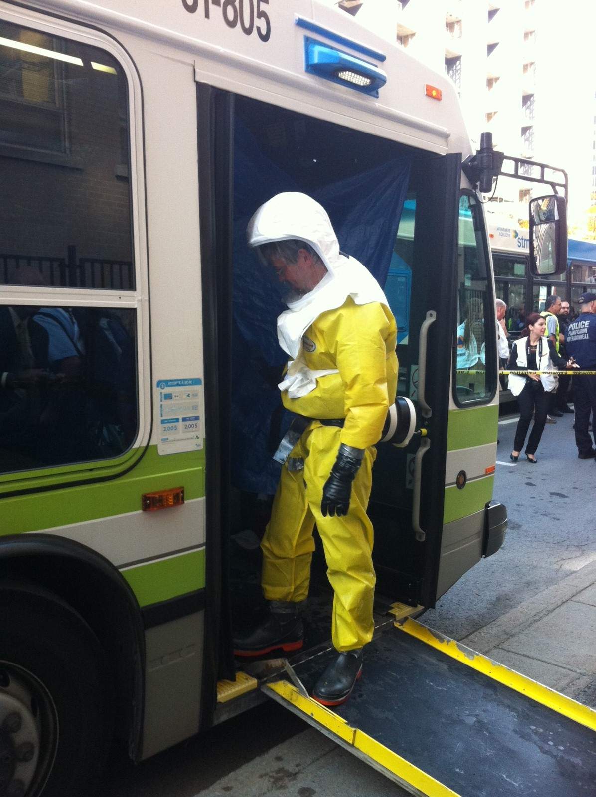 Emergency workers deal with chemical leak part of fictitious terrorist attack.