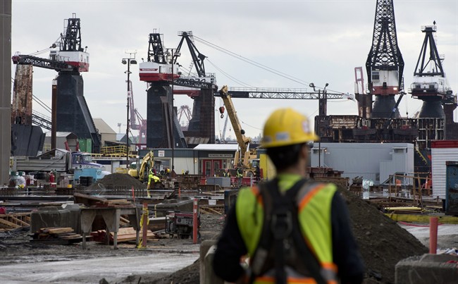 Cranes are pictured at the Vancouver Shipyard in North Vancouver, B.C. Monday, Oct. 7, 2013.