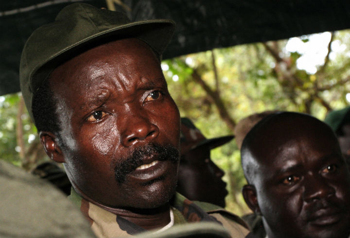 A file photo taken on November 12, 2006, shows the leader of the Lord's Resistance Army (LRA), Joseph Kony, answering journalists' questions in Ri-Kwamba, southern Sudan.