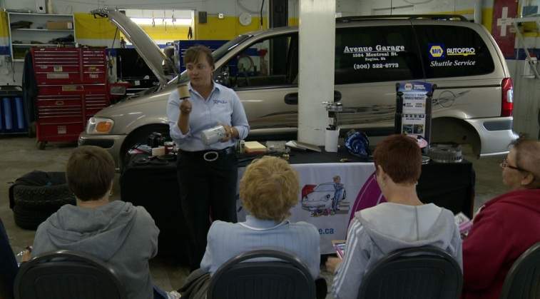Former race car driver, Kelly Williams, held a car care clinic for women on Saturday.
