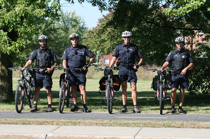 Bike patrol police in Longueuil.