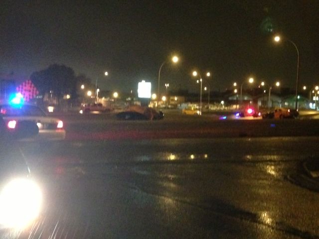 Police investigate a head on collision that has left one person in critical condition and another in serious condition, Wednesday, October 2, 2013. 

