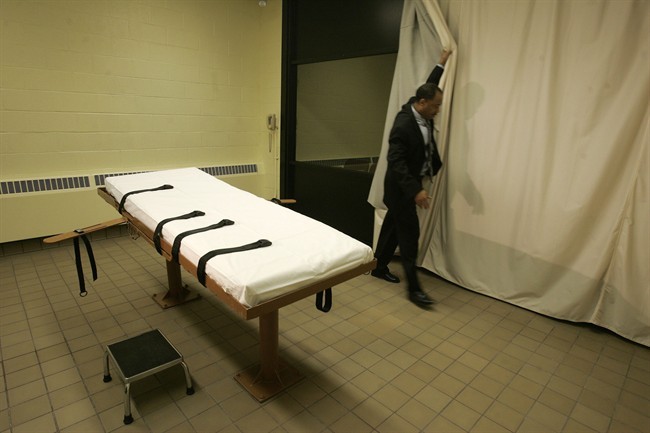 FILE - This November 2005 file photo shows the death chamber at the Southern Ohio Corrections Facility in Lucasville, Ohio. 