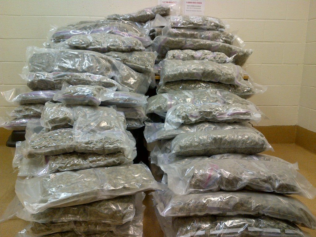 Police located and seized approximately 140 pounds of marijuana from a van caught speeding eastbound on the Trans-Canada Highway  on October 4.